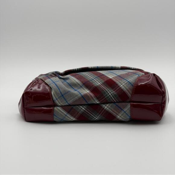 Vivienne Westwood Plaid Multicolor & Burgundy Patent Leather Handbag - Picture 3 of 8